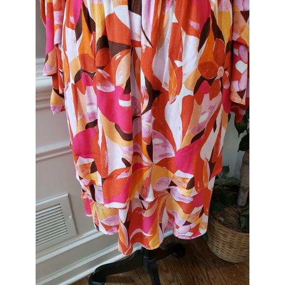 Forever 21 Fit & Flare Dress Women 0X Multi Pleated Off the Shoulder Bell Sleeve - Picture 11 of 16